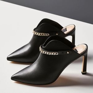 WHBM | LEATHER BOOTIES WITH CHAIN DETAIL